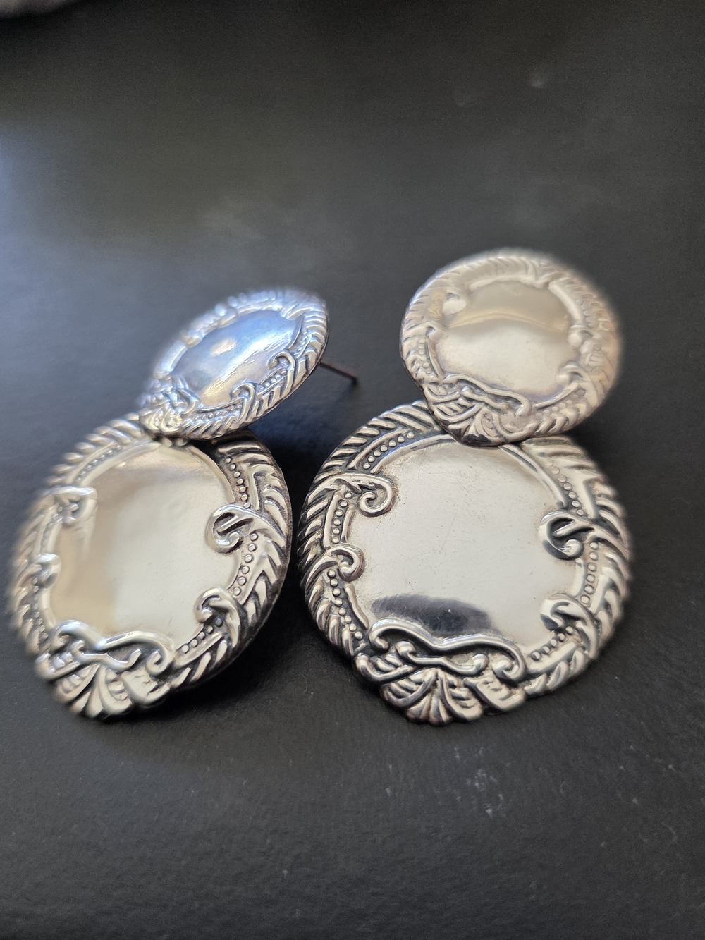 Vintage-Sterling Silver Luggage Tag Earrings